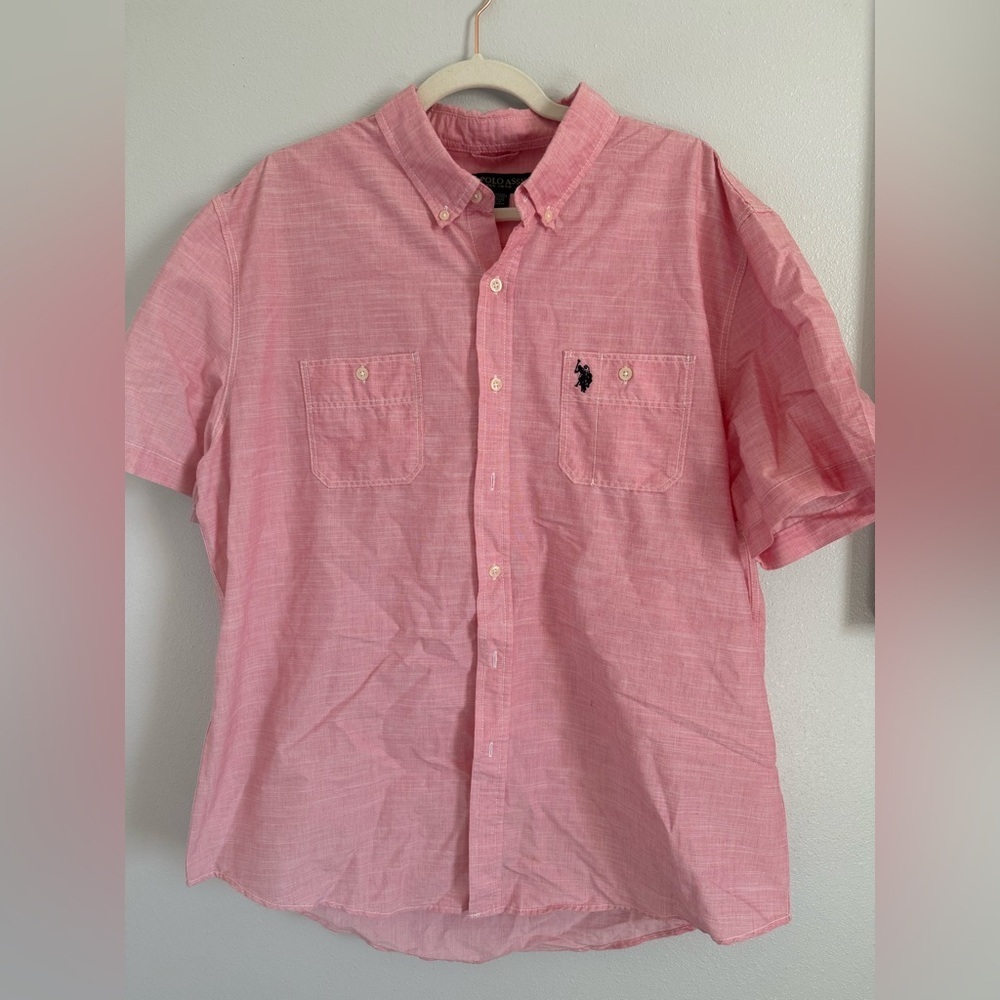 U.S. Polo Assn. Men’s Short-Sleeve Button-Down Shirt in Pink Size XXL